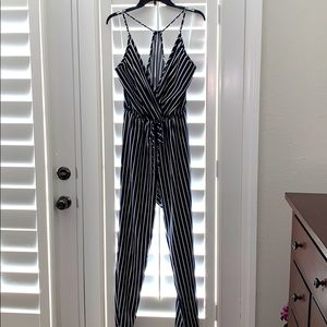Striped navy/white jumpsuit size Large